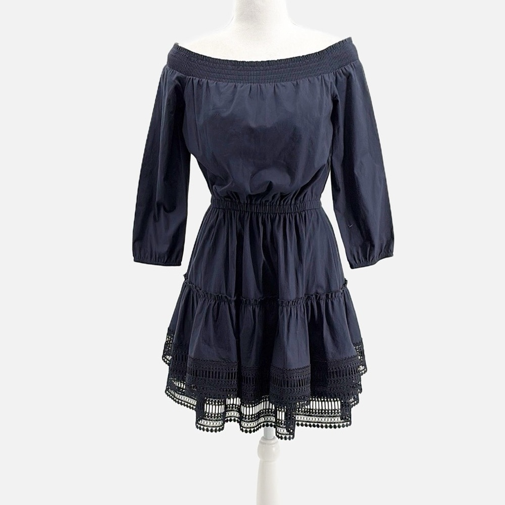 Chelsea 28 Off The Shoulder Tiered Mini Dress in Navy - NWOT - Size 0